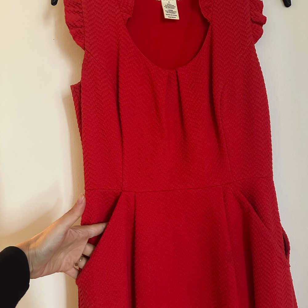 Tabitha Anthropologie Textured Knit Feminine Red Dress - Stunning! Size 2